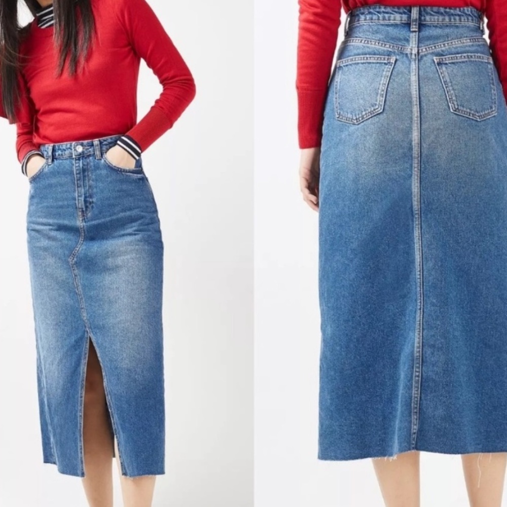 Topshop Moto Maxi Denim Skirt
